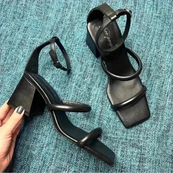 Free People Parker Pillow Square Toe Heels in Black - Picture 3 of 6